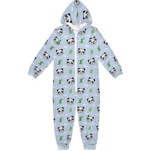 LI ZHI XIN Kinderpyjama uit één stuk met capuchon voor jongens en meisjes, jumpsuits voor kinderen, onesie, slaappak, alles-in-één pyjama, winter, warme huisjumpsuit, 5-14 jaar, schattig pandatroon