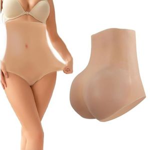 FSYH Realistische siliconen nep kont panty hoge taille heupversterkers gewatteerde controleshorts voor vrouwen cosplay crossdresser,Ivory white,one size