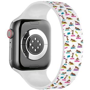 Solo Loop Band Compatibel met All Series Apple Watch 42/44/45/49mm (Yoga Dogs Poses Oefeningen Boxer) Elastische Siliconen Band Strap Accessoire, Siliconen, Geen edelsteen