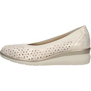 PITILLOS - Ballerina's met sleehak van 5 cm, leer, gat, rooster, rubberen zool, mocassin, marcedit, opengewerkt, mesh voor: dames, goudkleurig, 39 EU