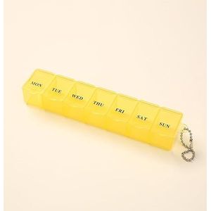 Pillendoosorganisator, pillendispenser, 7 dagen pillendoosorganizer, één keer per dag, wekelijkse pillendoos, pillenorganizer voor medicijnen, supplementen, vitamines, levertraan (geel)