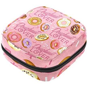 Liefde Leuke Donut Maandverband Opbergtas Menstruatie Pad Tas Draagbare Menstruatie Cup Pouch met Rits voor Tiener Meisjes Vrouwen Dames