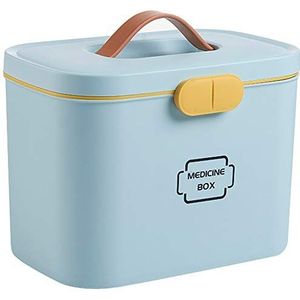 Medicijn opbergdoos EHBO-doos, lege familie-noodcontainer, meerlaagse plastic medicijndoos for thuis, kantoor, auto, werkplek, reizen, buitenbadkast, blauw(Blue)