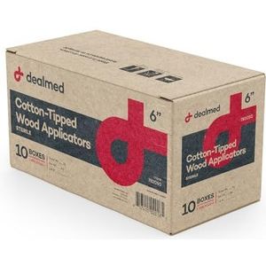 Dealmed Katoenen Getipte Applicator met Houten Schacht, 6 "", Steriel (200/Bx, 10/Case)