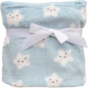 FENSILO Babydeken, dekbed, kinderdeken, knuffeldeken, sprei, pluche, warm, 94 x 72 cm, voor pasgeborenen, kruipdeken, blauwe sterren