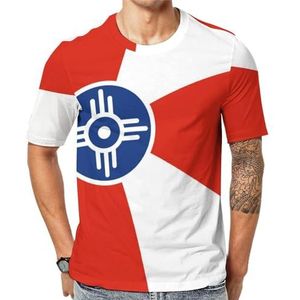 City of Wichita vlag heren korte mouw grafisch T-shirt ronde hals print casual T-shirt tops 5XL