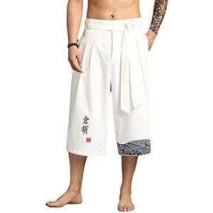 Japanse Kimono Traditionele Broek Mannen Aziatische Kleding Bad Pant Japan Stijl Casual Losse Mannelijke Yukata Linnen Cropped Broek