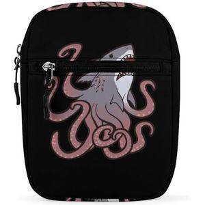 Leuke Sharktopus Mini Crossbody Tas Unisex Anti-Diefstal Side Schoudertassen Reizen Kleine Messenger Bag