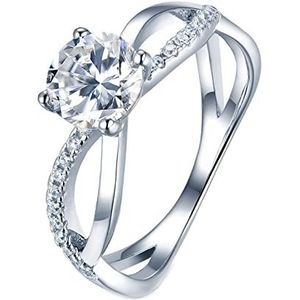 Vriendschapsringen voor vrouwen, trouwring Ring Infinity Band Solitaire Design Zilver met witte ronde briljante vorm Moissanite Sterling Zilver