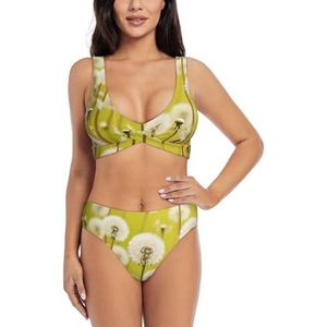 Zelinge Tank-bikinitop met hoog getailleerd onderdeel, sportief, 2-delig badpak, hoog getailleerd, S-XXL, Paardebloemen, S