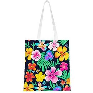 NALoRa Kleurrijke Flowerscanvas Tote tassen, het Winkelen Tote tassen,* # Herbruikbare Tote Bags voor promoties, winkelen, evenementen dagelijks gebruik, Zwart, Eén maat