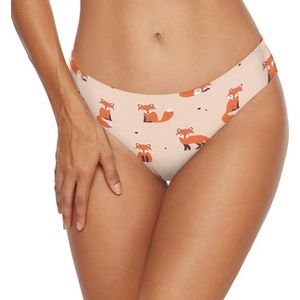 Anantty Dames badmode bikini broekje schattig vos patroon zwemmen bodem zwemmen slip voor meisjes vrouwen, Meerkleurig, XXL