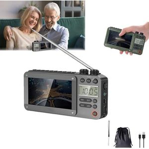 High-End Video Plug-in Bluetooth Pocket Full-band Video Radio, High-End Video Plug-in Bluetooth Pocket TV, Persoonlijke Am/Fm Pocket Radio Draagbaar, Ondersteuning USB, TF-kaart, Antenne, for Auto, Re