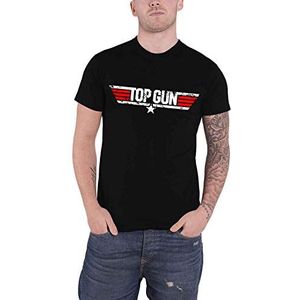 Top Gun Distressed Logo Heren T-Shirt Navy, Regular, Zwart, M