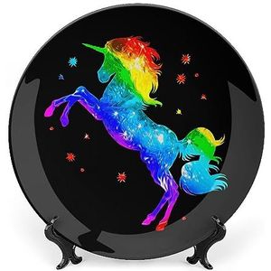 Rainbow Galaxy Eenhoorn Grappige Bone China Plaat Keramische Bone Platen Decoratieve Gift Voor Nieuw Huis, Kerstdag, Moederdag