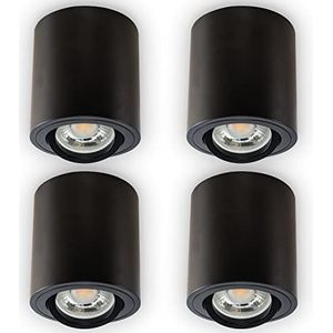 INNOVATE® LED-opbouwspot - 35° draaibare opbouwlamp - compacte opbouw plafondspot - moderne IP20 opbouwspot GU10 fitting - plat downlight excl. lampen (4 stuks, zwart rond)
