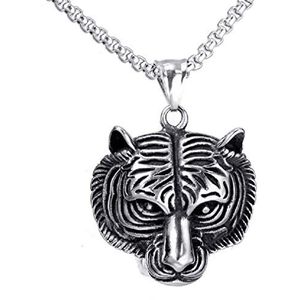 Geschenken voor mannen Noorse Wolf ketting for mannen, Cubic Zirconia Wolf hoofd hanger ketting met 23,6"" ketting, Retro Wolf Totem ketting, Wolf Signet Amulet ketting, Punk Animal Wolf Sieraden Cadea