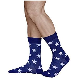 VITSOCKS Grappige Sokken Uniseks, Coole Geometrische Patronen, Zacht Gekamd Katoen, sterren: blauw wit, 43-46