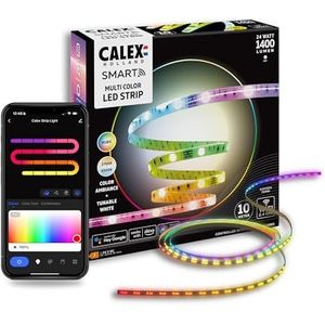 Calex Smart LED Strip - 10M, RGBIC+CCT, Wifi Bedienbaar, Muzieksynchronisatie, Binnengebruik, 1400 Lumen, 24W - LED Lichtsnoer, Smart Verlichting