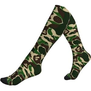 DEXNEL Aniaml Camouflage Groene Compressie Sokken Voor Mannen Vrouwen 20-30 Mmhg Compressie Sokken Voor Sport Ondersteuning Sokken, 1 zwart, Eén Maat