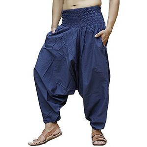 SARJANA HANDICRAFTS Mens Womens Unisex Katoenen Harembroek Yoga Baggy Genie Boho Broek, Blauw, one size