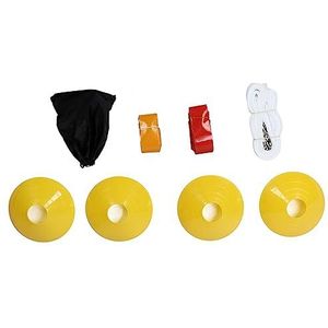 Voetbal Vlag Riem Vlag Voetbal Set Spel Accessoires 4 Kegel Easy Tear PVC Lint (Rood en geel)