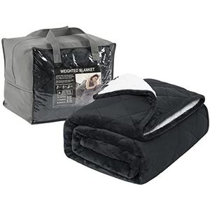WOLTU Verzwaringsdeken, therapiedeken voor volwassenen, dubbelzijdige zware deken van flanel en sherpa, zachte pluizige verzwaarde deken met glazen kralen, verzwaringsdeken, anti-stress, 11 kg, 150 x