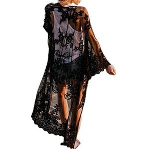 YouKD dames kanten katoenen vest doorzichtige jurk Boho lange kimono strand badpak bedekkingsjurken