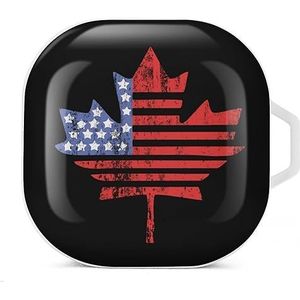 USA Canada Maple Flag Oortelefoon Hoesje Compatibel met Galaxy Buds/Buds Pro Schokbestendig Hoofdtelefoon Case Cover Wit-Stijl