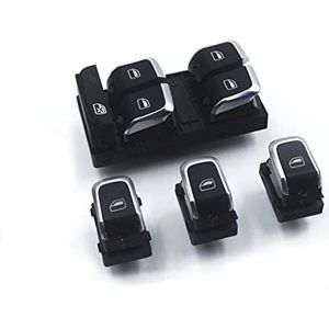 Raamschakelaar Raambediening MASTER WINDOW CONTROL SWITCH PANEL Knop Voor Q5 S4 B8 S5 A4 A5 2007-2017 OE: 8K0 959 855A 8K0959851D 8K0 959 851F Chrome(Chrome Set)