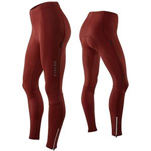 Xyklos® Lange fietsbroek voor dames, sportief, stijlvolle en comfortabele fietsbroek voor dames, ziet er goed uit en is actief voor dames, voorkomt pijn, donkerrood, L