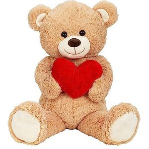 Reuze knuffelbeer XL100 cm groot bruin met hart pluche knuffel fluweelzacht