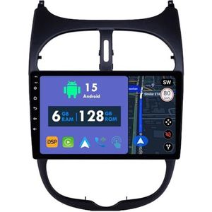 RoverOne Autoradio GPS voor Peugeot 206 1998-2012 Carplay Android Auto Stereo Hoofdeenheid Bluetooth WiFi Radio Speler Sat Navigatie