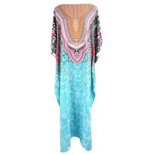 CAZSTYK Gedrukt Lange Jurk Vrouwen Strand Jurk Badmode Kaftan Gewaad Zonnejurk Dames Zwemmen Ups