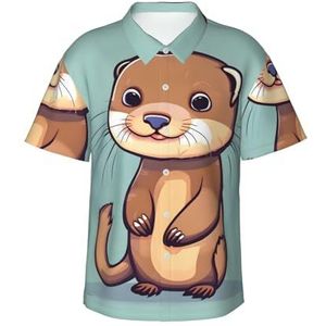 RRSZCC Hawaïhemd voor heren, schattig Otter-motief, licht, casual, korte mouwen, voor zomer, strand, vakantie, zwart, XL