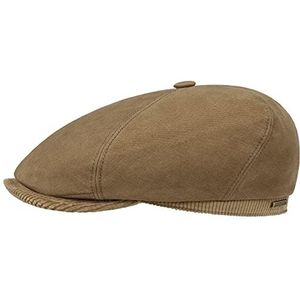 Stetson Kensington Soft Cotton Pet Heren - Made in the EU katoenen cap flat hat met klep voering voor Herfst/Winter - L (58-59 cm) beige