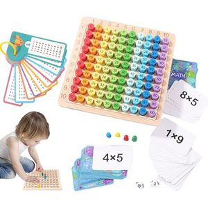 Houten Mat Speelgoed, Vermenigvuldiging, Eenmalig Leren Bord, Multiplicatiebord, Montessori Multiplicatiebord, Hout Vermenigvuldigingsbord, Telraam voor Kinderen van 6 tot 12 Jaar.