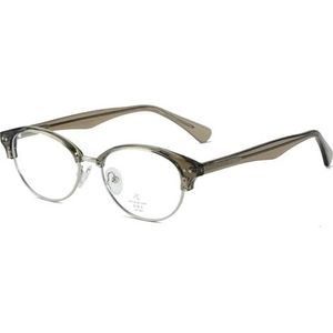 moomoobird Fashionbril met blauwlichtbescherming, TR90-metalen frame, kleine brilmonturen voor dames en heren, Groen Zilver Frame
