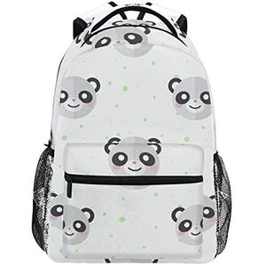 Witte Leuke Grijze Panda School Rugzak Voor Meisjes Jongens Middelbare School Stijlvolle Ontwerp Student Tassen Boekentassen, Patroon, 11.5×8×16In