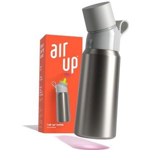 air up® Officiële waterfles (800 ml), geïsoleerde roestvrijstalen fles met rietje, zilverkleurig staal, gearomatiseerd, voor sportschool