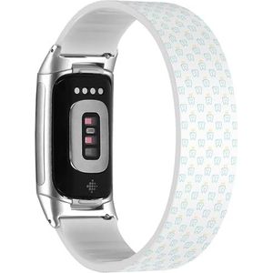 RYANUKA Solo Loop Band Compatibel met Fitbit Charge 5 / Fitbit Charge 6 (Modern Dental) Rekbare Siliconen Band Strap Accessoire, Siliconen, Geen edelsteen