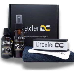 Drexler Ceramic Coating Kit – 30ml + 50ml 9H Autolak Bescherming, Nano Technologie, Hoge Glans, Hydrofobisch & Krasbestendig, DIY Professionele Auto Detailing Set, Duurzaam 3–5 Jaar