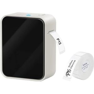 Thermisch Printer Mini Label Printer P15 Met 3PK Label Sticker 12 * 40mm Draadloze Bluetooth Etikettering Machine Lijm Draagbare Thermische Printer Duidelijk Snel(White)