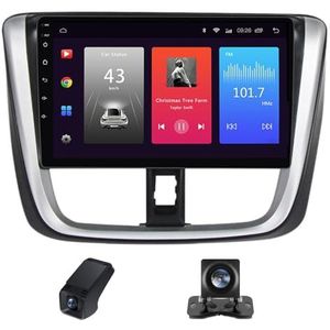 Autoradio geldt voor Toyota Vios Yaris L 2016-2019 10 inch Touchscreen Navi met Wireless Carplay Android Auto,GPS 2 DIN Radio Android Bluetooth DSP WiFi FM/RDS Achteruitrijcamera(C10)