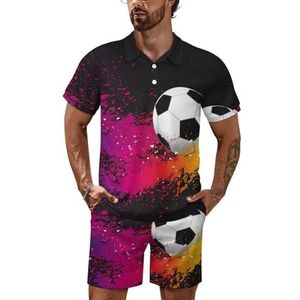 Gekleurde spatten met voetbal mannen poloshirt set korte mouwen trainingspak set casual strand shirts shorts outfit 2XL