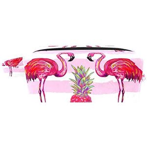 Cosmetische tas,kleine handtas make-uptas voor damesportemonnee,Roze Gestreepte Ananas en Flamingo,make-uptasjes voor op reis