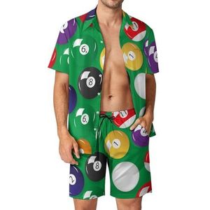 Biljarttafel Ballen Casual Heren Shorts En Shirts Sets Zomer Hawaiiaanse Pakken Vakantie Zwemmen M
