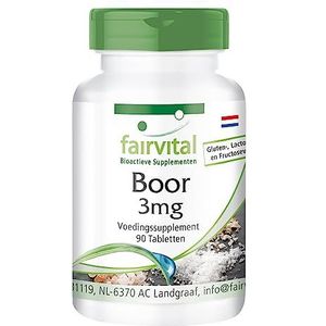 Fairvital | Boor 3mg tabletten - borium - VEGAN - 90 tabletten - sporenelement van natriumtetraboraat
