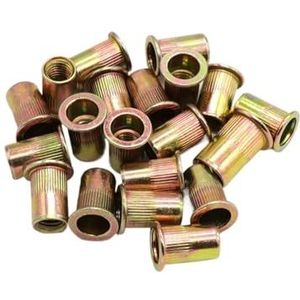 Schroefdraad-inzetmoeren, Verzinkte platkop klinkmoeren van koolstofstaal, verschillende maten, verpakking van 20 of 50 stuks(50pcs,M4)