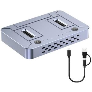 ZYMIADOU Snelle Snelheid USB3.2 Dubbele Bay NVMe Solid Disk Cloner Dock Behuizing Offline Klonen Aluminium Bouw Aluminium Solid Disk Cloner Dock